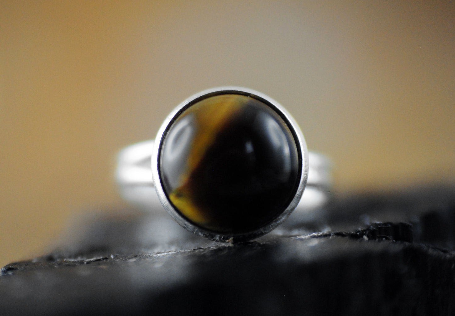 Tigerauge Ring versilbert