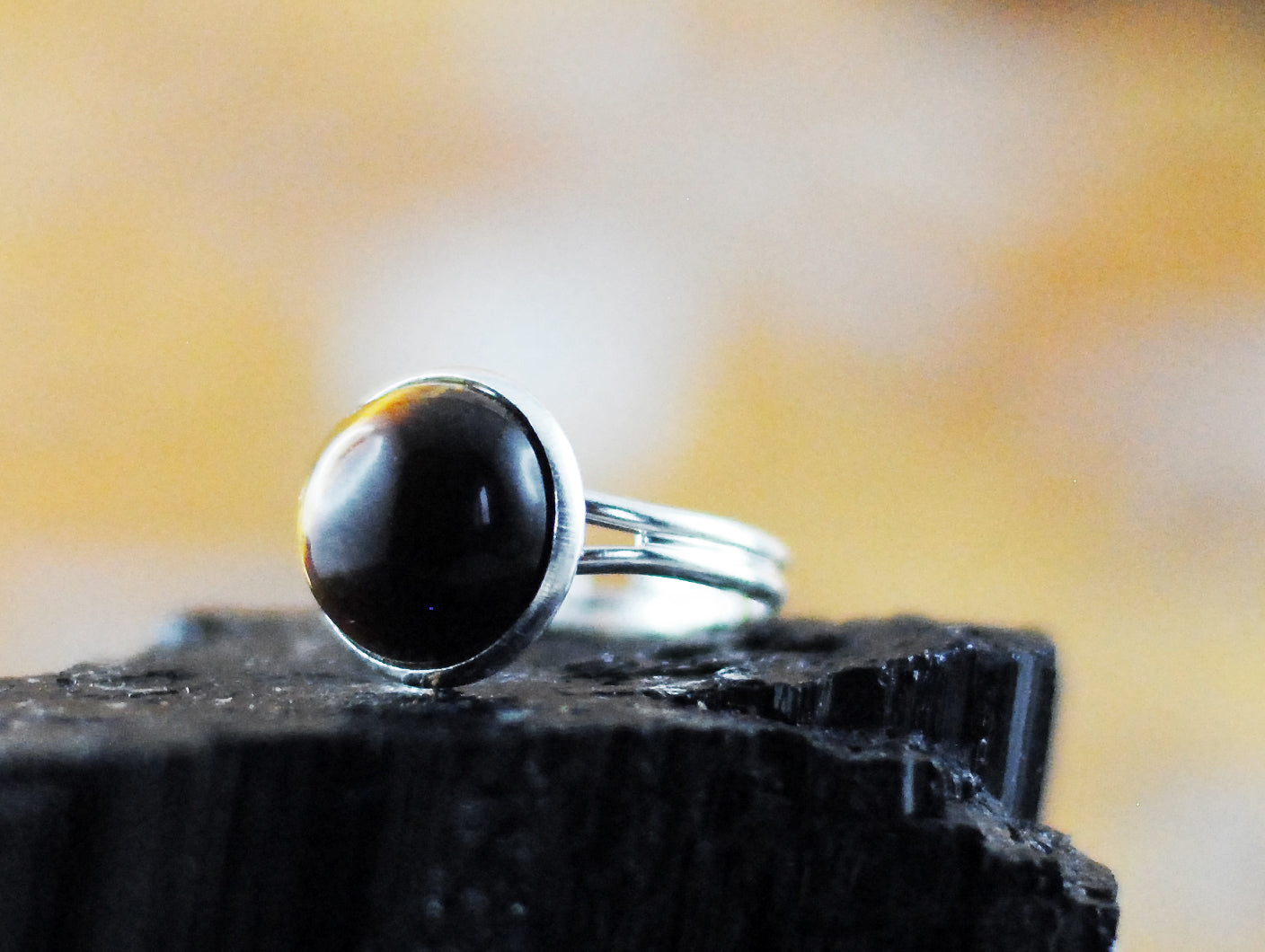 Tigerauge Ring versilbert