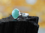 Aventurin Ring versilbert
