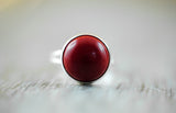 Jaspis Ring versilbert