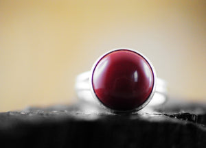 Jaspis Ring versilbert