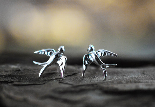 925er Silber Ohrstecker Schwalbe