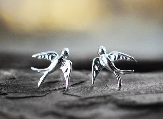 925er Silber Ohrstecker Schwalbe