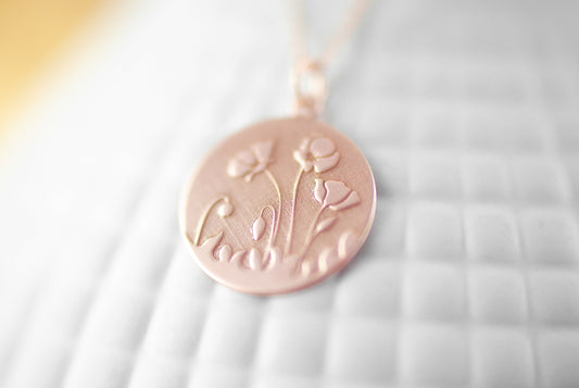 18K Roségold vergoldete Kette "Mohnblumenfeld"