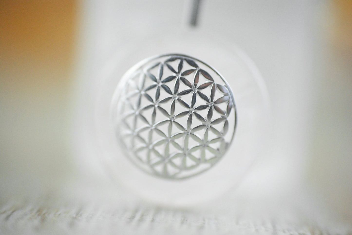 925 Silber Wechsel-Amulett Blume des Lebens mit Rosenquarz (Stein auswechselbar)