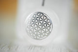 925 Silber Wechsel-Amulett Blume des Lebens mit Rosenquarz (Stein auswechselbar)