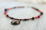 "Tigerauge" Unikat-Kette mit Granat, Tigerauge, Bronzit, Jaspis ...