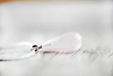 Wunderschön facettierter Rosenquarz-Tropfen/Briolette Anhänger, rhodiniert an 925er Silber Schlangenkette
