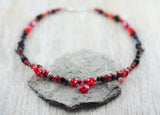 "Herbstwald" Unikat-Kette mit Granat, Tigerauge, Bronzit, Lavastein ...