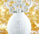Wunderschön facettierter Rosenquarz-Tropfen/Briolette Anhänger, rhodiniert an 925er Silber Schlangenkette