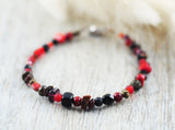 Tigerauge / UNIKAT-Armband mit Onyx, Koralle, Bronzit, Granat, Tigerauge ...