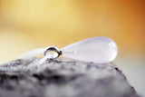 Wunderschön facettierter Rosenquarz-Tropfen/Briolette Anhänger, rhodiniert an 925er Silber Schlangenkette