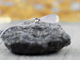 Wunderschön facettierter Rosenquarz-Tropfen/Briolette Anhänger, rhodiniert an 925er Silber Schlangenkette