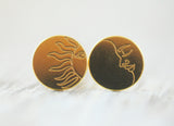 Vergoldete Ohrstecker 24K "Sonne und Mond"
