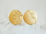 Vergoldete Ohrstecker 24K "Sonne und Mond"