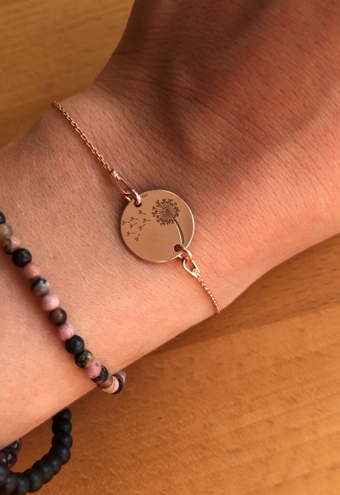 Schlichtes roségoldenes 18K Armkettchen "Wünsch' dir was"