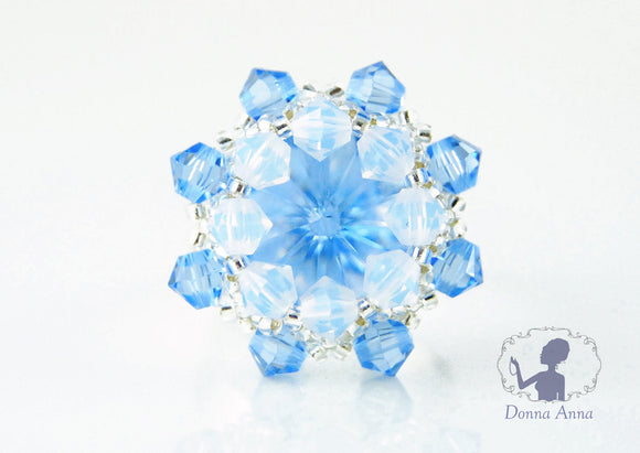 Kristallblüte Eisblau / Ring