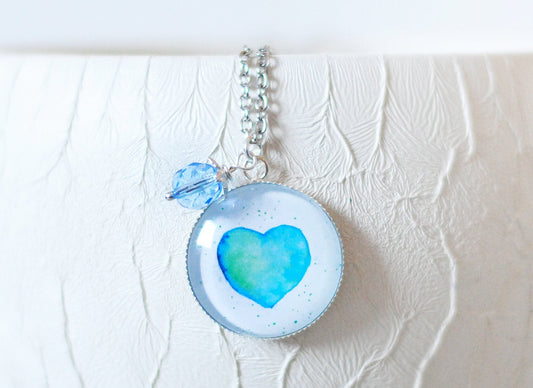 Amulett "Aquarell-Herz" Türkis