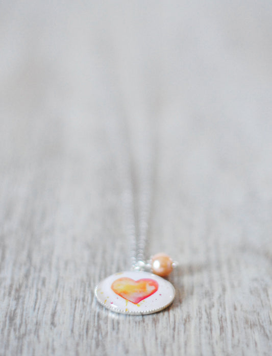 Amulett "Aquarell-Herz" Orange