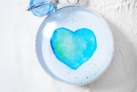 Amulett "Aquarell-Herz" Türkis