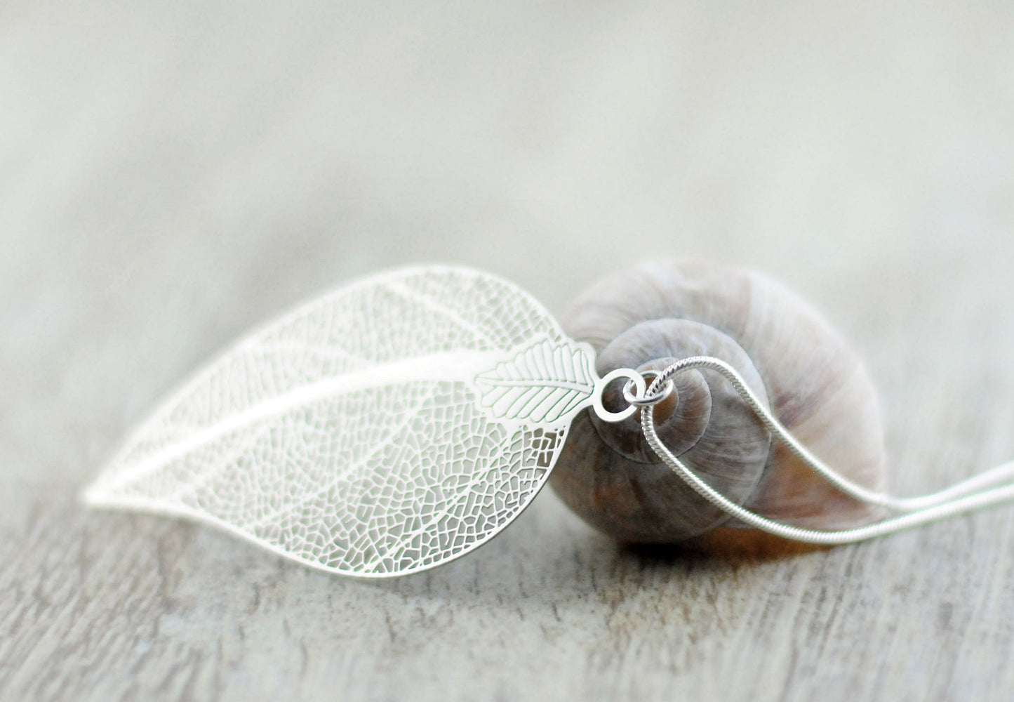 Blatt Amulett - Silber