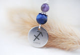 Sternzeichen Amulett Schütze mit Sodalith und Amethyst - Edelstahl, lasergraviert
