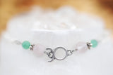 Armschmuck Stier versilbert mit Rosenquarz und Aventurin - Sternzeichen Schmuck