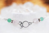 Armschmuck Stier versilbert mit Rosenquarz und Aventurin - Sternzeichen Schmuck