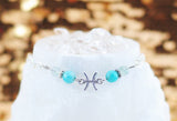 Armschmuck Fische versilbert mit Fluorit und Amazonit - Sternzeichen Schmuck