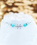 Armschmuck Fische versilbert mit Fluorit und Amazonit - Sternzeichen Schmuck
