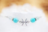 Armschmuck Fische versilbert mit Fluorit und Amazonit - Sternzeichen Schmuck