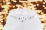 Armschmuck Krebs versilbert mit Rosenquarz und Mondstein - Sternzeichen Schmuck