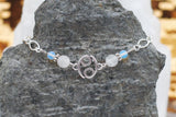 Armschmuck Krebs versilbert mit Rosenquarz und Mondstein - Sternzeichen Schmuck