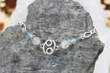 Armschmuck Krebs versilbert mit Rosenquarz und Mondstein - Sternzeichen Schmuck