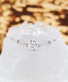 Armschmuck Krebs versilbert mit Rosenquarz und Mondstein - Sternzeichen Schmuck