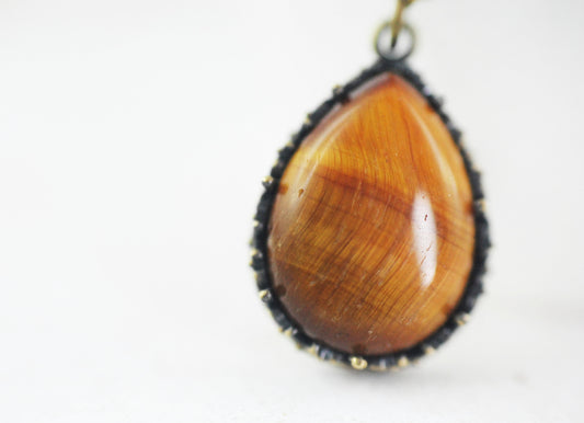 Tigerauge Tropfen Edelstein Amulett