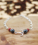 Armschmuck Widder versilbert mit Jaspis und Hämatit - Sternzeichen Schmuck