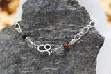 Armschmuck Löwe versilbert mit Bergkristall und Tigerauge - Sternzeichen Schmuck