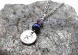 Sternzeichen Amulett Schütze mit Sodalith und Amethyst - Edelstahl, lasergraviert