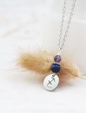 Sternzeichen Amulett Schütze mit Sodalith und Amethyst - Edelstahl, lasergraviert