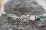 Armschmuck Stier versilbert mit Rosenquarz und Aventurin - Sternzeichen Schmuck