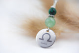 Sternzeichen Amulett Waage mit Malachit und Aventurin - Edelstahl, lasergraviert