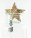 Sternzeichen Amulett Wassermann mit Fluorit und Aventurin - Edelstahl, lasergraviert