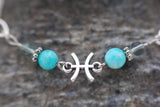 Armschmuck Fische versilbert mit Fluorit und Amazonit - Sternzeichen Schmuck