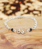 Armschmuck Steinbock versilbert mit Bergkristall und Onyx - Sternzeichen Schmuck